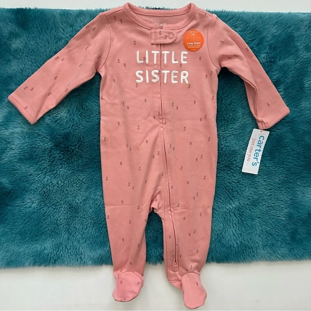 Carter's Pink 'Little Sister' Floral Footie